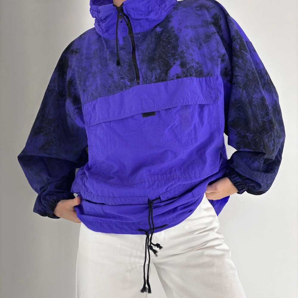 Vintage 90s 1/4 zip oversized nylon windbreaker pullover jacket tie-dye